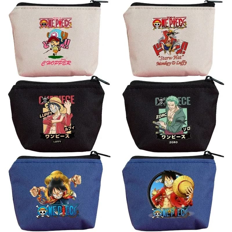 Portamonete One Piece Luffy, Mini Borsa Zoro, Portafoglio Anime Carino con Cerniera, Portachiavi Quadrato, Porta Carte per Bambini, Tasca Portaoggetti, Porta Carte Regalo
