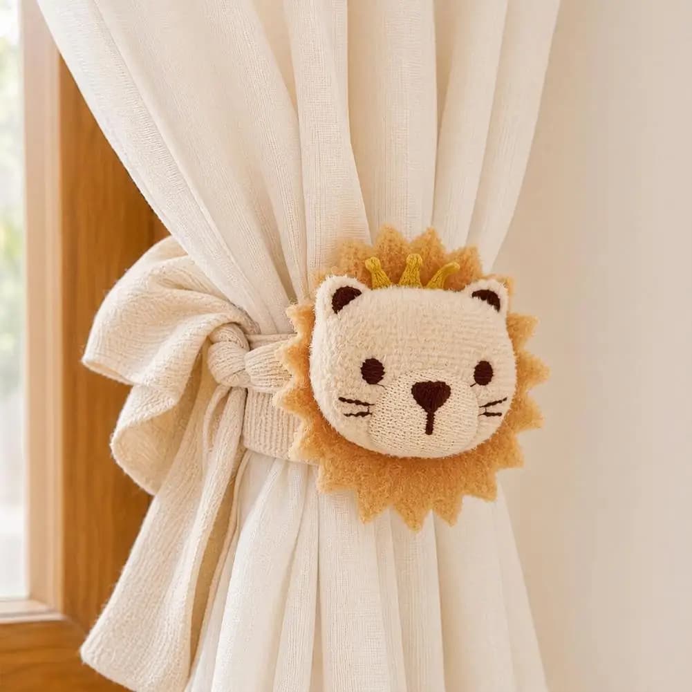 Plush Curtain Holder Lion Curtain Tieback Cute Cartoon Curtain Tiebacks Fabric Lion Bear Holders Nursery Baby Room Decor