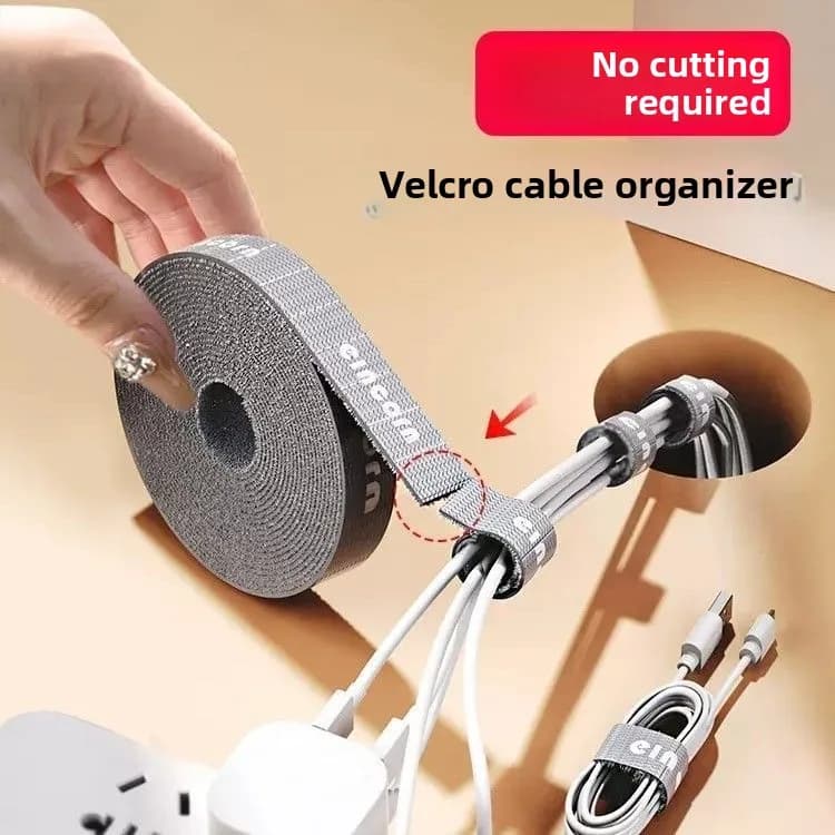 Organizzatore di fascette per cavi con nastro magico da 5 m per cavi dati Avvolgicavo portatile per ufficio domestico