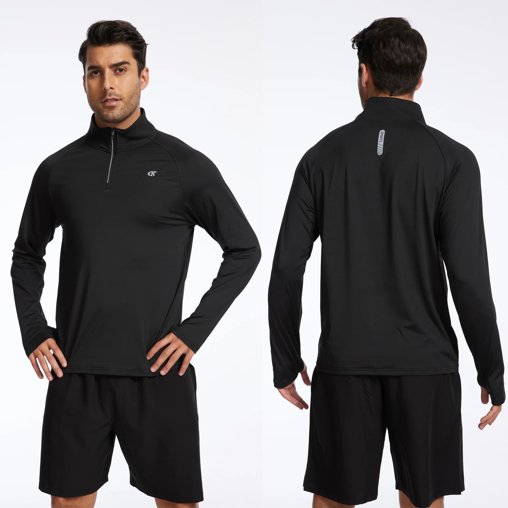 Maglietta a maniche lunghe da uomo UPF 50+ Rash Guard, maglia da nuoto, sportiva, per pesca, escursionismo, allenamento, rinfrescante, ad asciugatura rapida con zip