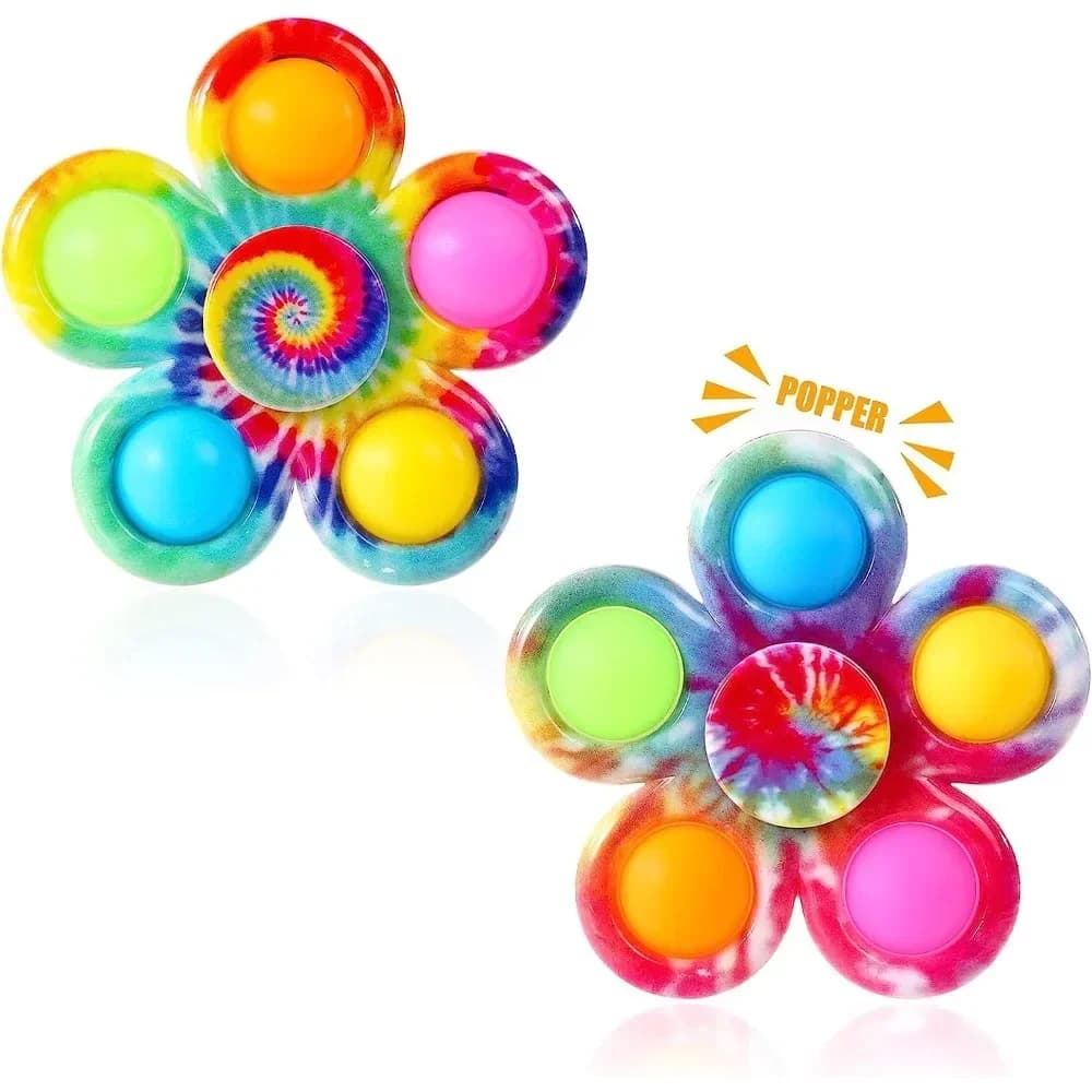 Tie Dye Semplice Fidget Spinner Pop Finger Toys Push Bubble Hand Spinner per ADHD Ansia Sollievo dallo stress Regali sensoriali per i bambini