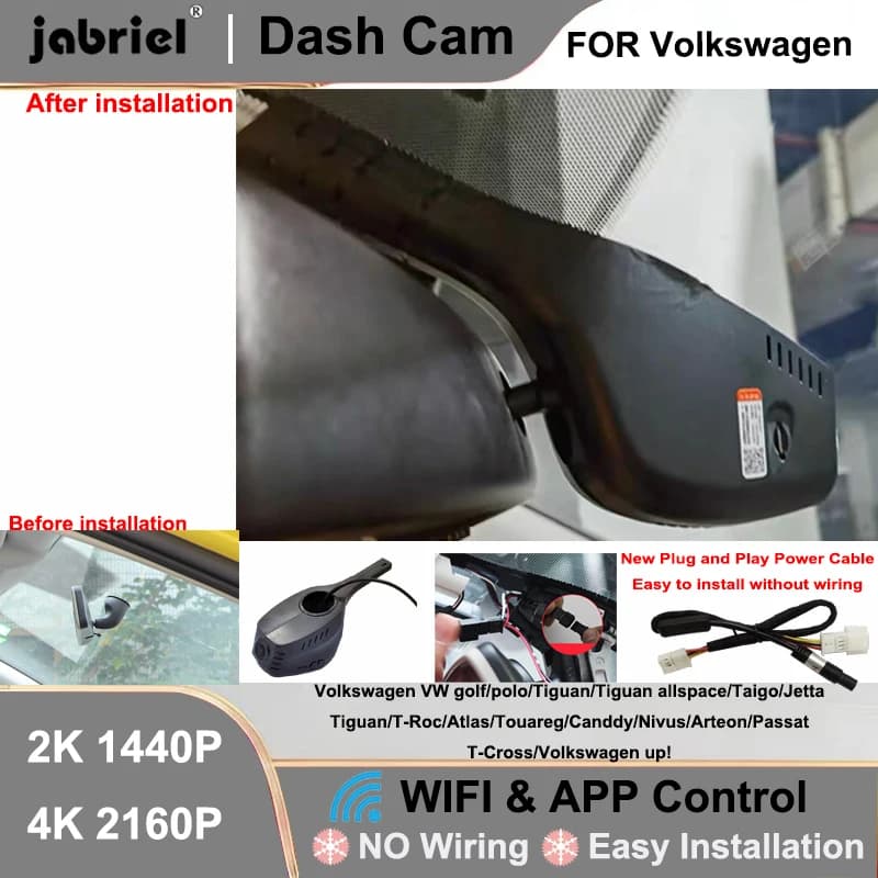Dash Cam 2K 4K DVR per Auto Volkswagen VW Tiguan Golf Polo Taigo Jetta T-Roc Atlas Touareg Caddy Nivus Arteon Passat Up