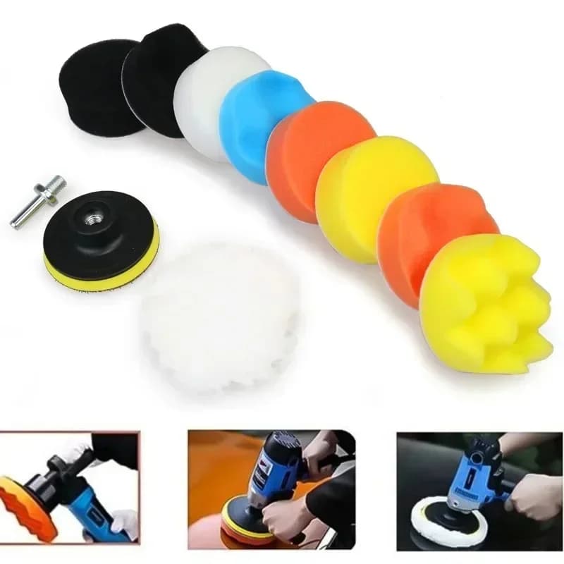 7/11pcs Set di piastre in spugna per lucidatura Imitazione peluche Ceretta Rettifica Spugna per pulizia Ruota Set di bellezza per auto Trapano elettrico Lucidatura