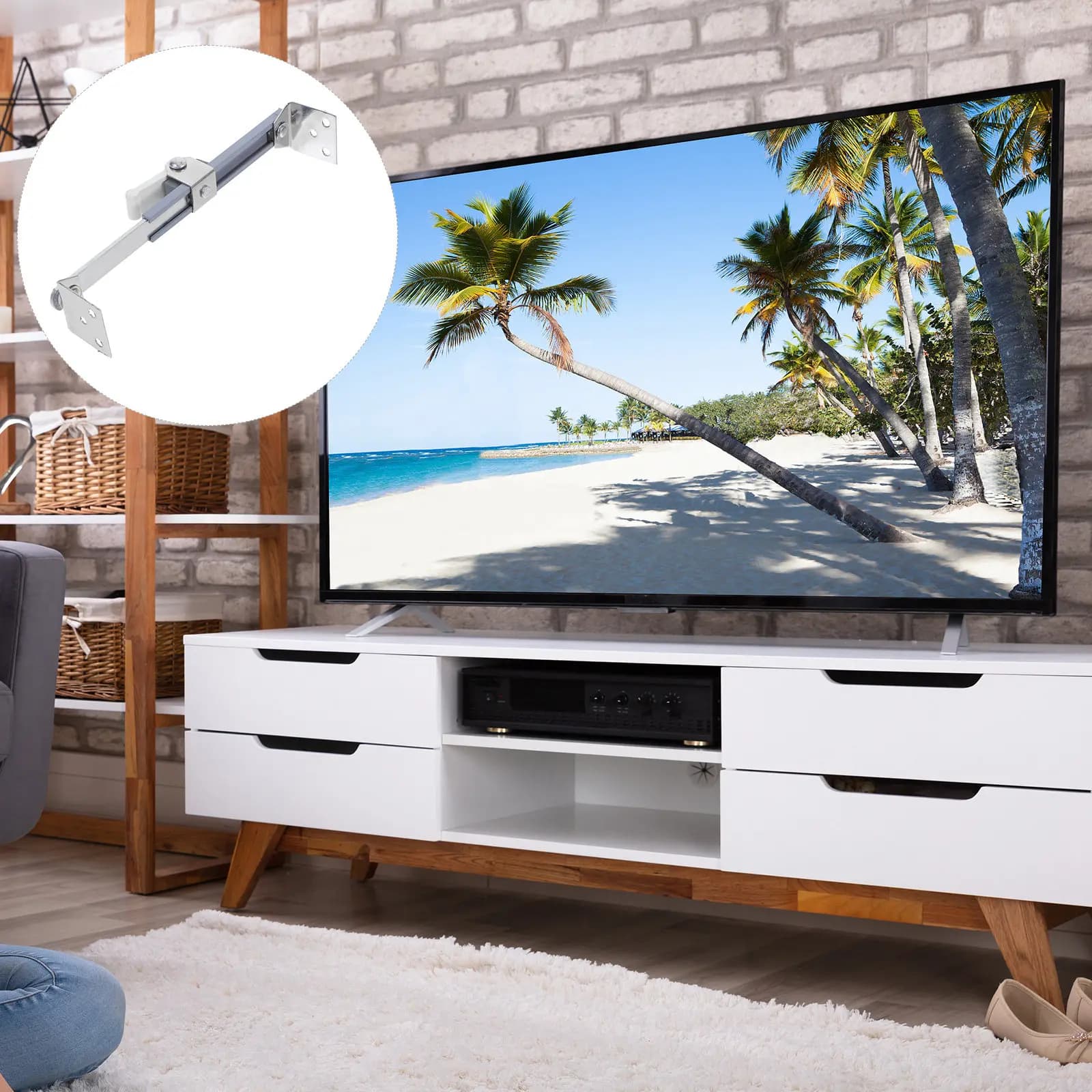 Set di Supporti di Sicurezza per TV, Dispositivo Anti-Ribaltamento in Metallo Robusto per Monitor LCD, Stabilizzatore per TV da Tavolo, Protezione Anti-Ribaltamento per Mobili
