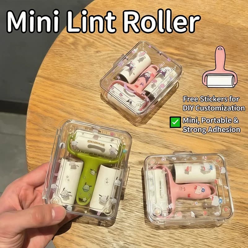Mini rullo levapelucchi portatile Hello Kitty, carta adesiva strappabile per la pulizia di vestiti, capelli e polvere, pratico rullo adesivo per viaggi e casa