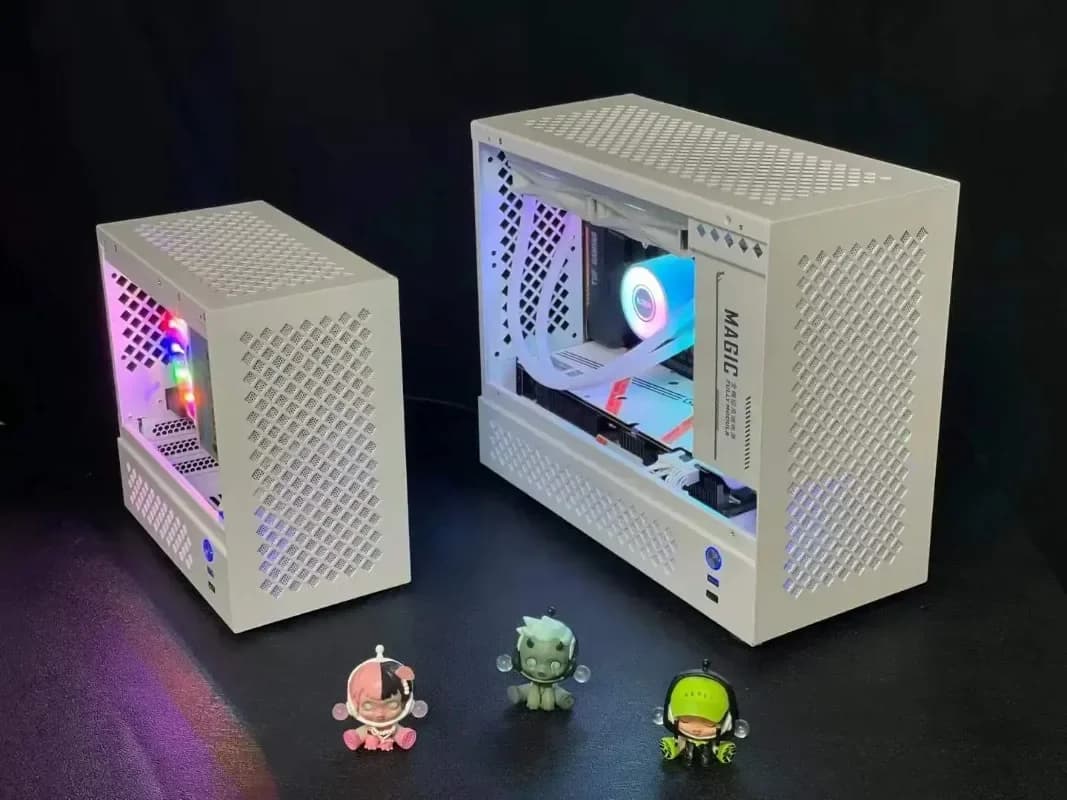 Nuova scheda madre MATX compatta S30 con alimentazione SFX, scheda video indipendente, chassis mini da gioco con lato trasparente per desktop.