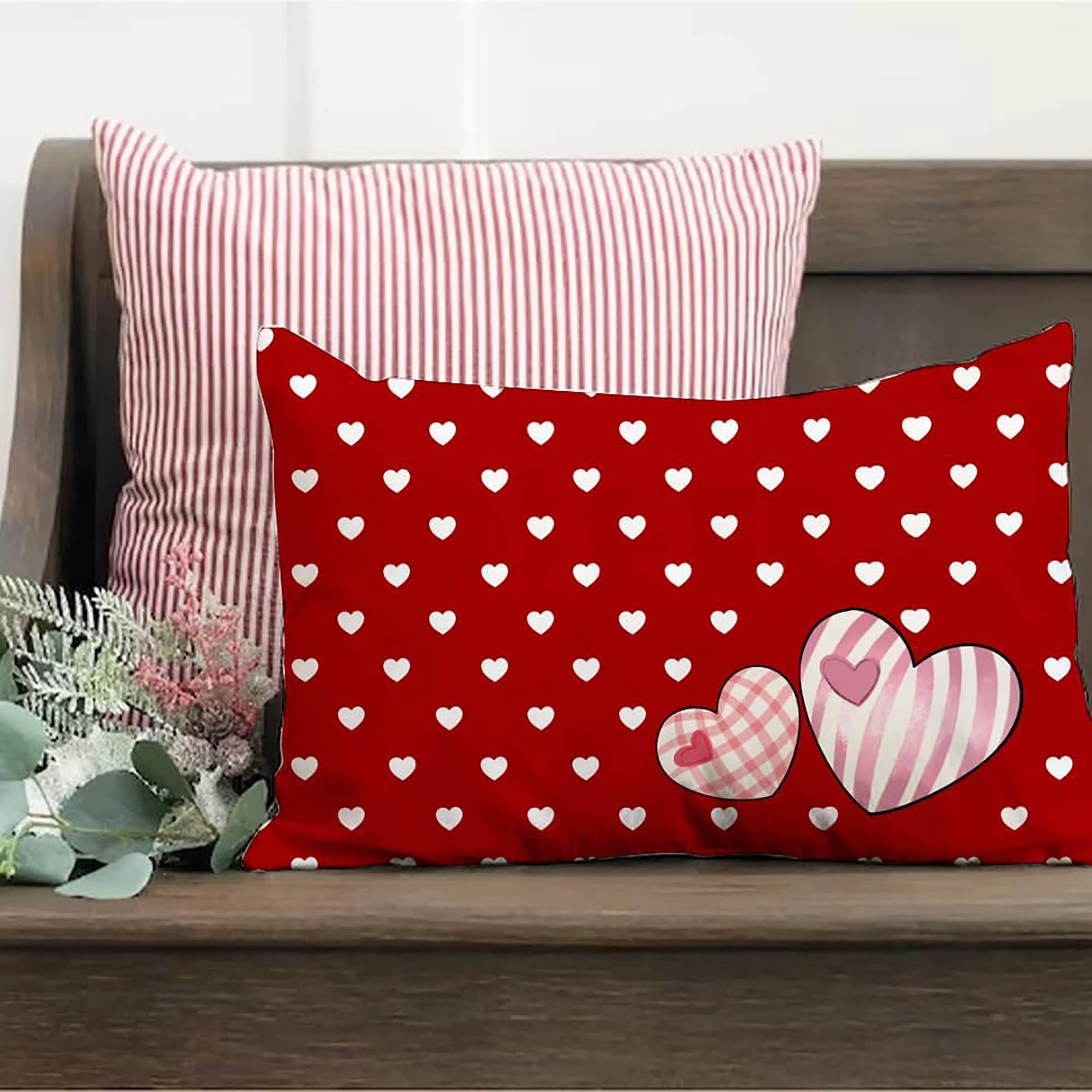 1 fodera per cuscino lombare stampata a tema pois con cuore rosso, adatta per divano, camera da letto, soggiorno, ufficio, regalo dolce per gli innamorati.