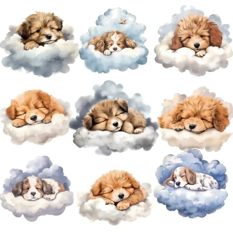 Cartoon Cute Little Milk Dog Sleeping Sticker Bag Retro Character Hand Tent Collage fai da te Scrapbooking accessori cancelleria