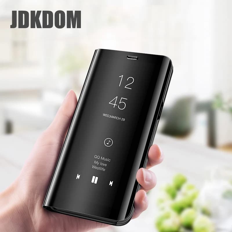 JDKDOM Custodia per telefono in pelle con vibrazione a specchio intelligente per Xiaomi Poco M6 X6 F6 X7 Pro Custodia protettiva antiurto