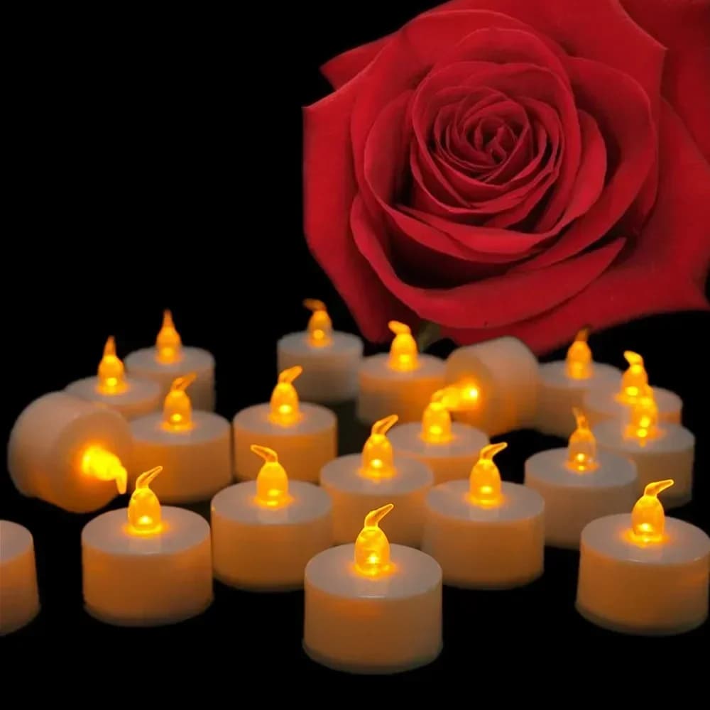 Luci da tè a LED senza fiamma tremolanti Candele gialle calde Candele finte elettroniche per decorazioni di matrimoni natalizi di Halloween
