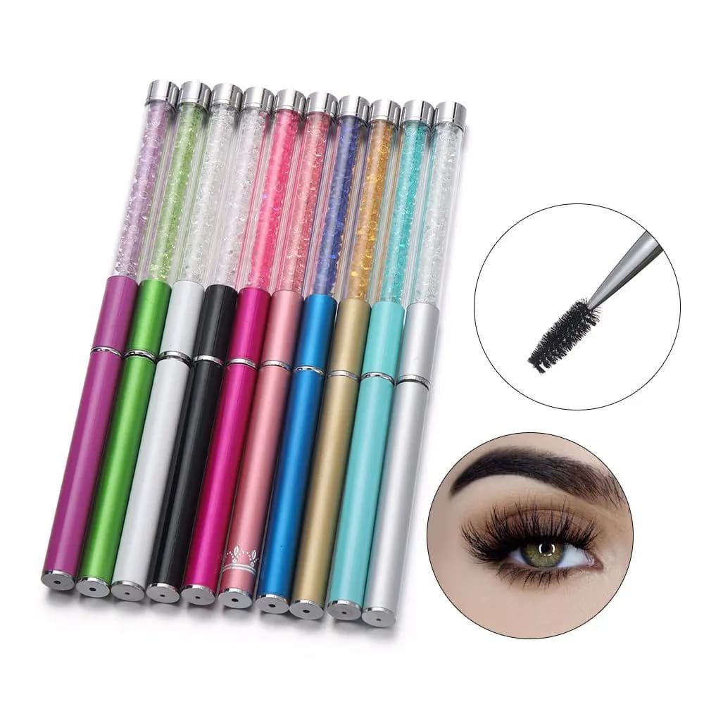 1 PC Women Beauty Extension Tools for grafting Handle with rhinestone Spiral sticks Mascara applicator Eyebrow comb Brushes for eyelashes