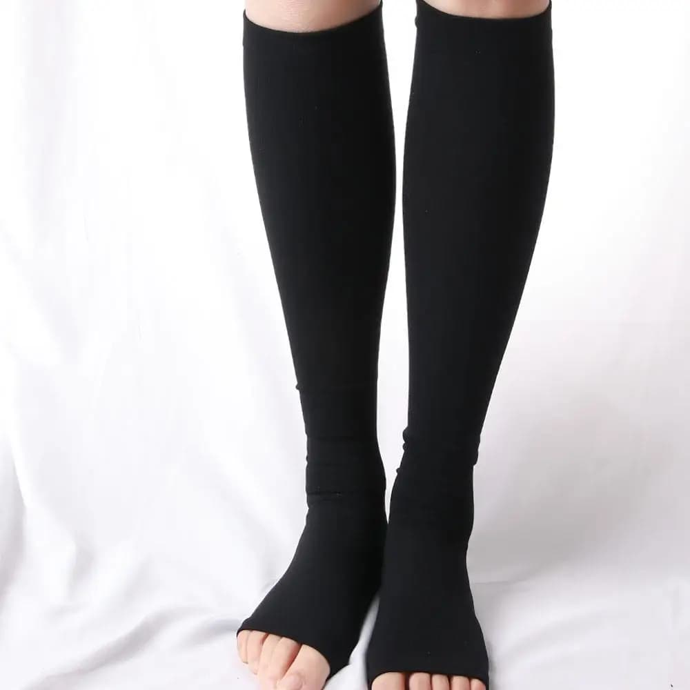 Calze a Compressione Lunghe fino al Ginocchio per Donne, Calze per Vene Varicose, Sollievo dal Dolore, in Fibra Chimica