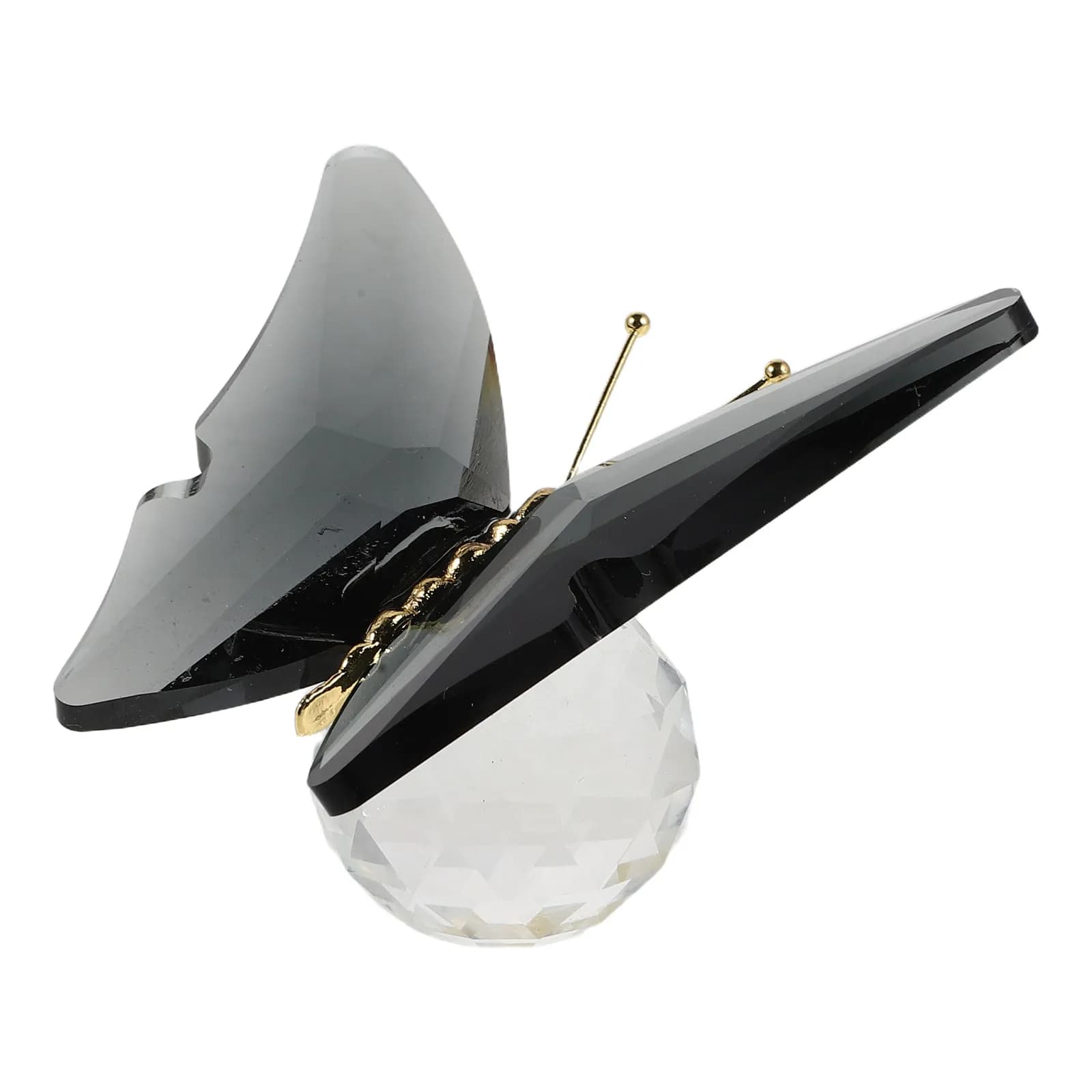 Glass Butterfly Paperweight Crystal Clear Butterfly Statue with Crystal Ball Base Desktop Display Office Paperweight Glass
