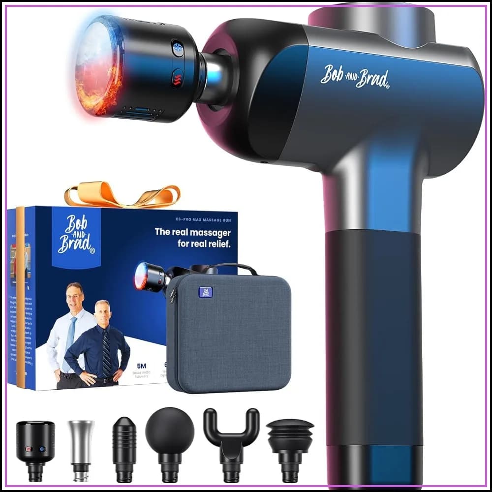 Massage Gun with Heat and Cold, FSA/HSA Eligible Deep Tissue Percussion Massager, Metal Head & 5 Speeds, Handheld Muscle Massager for Pain Relief