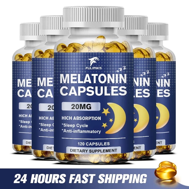 Melatonin 20mg, Food supplement for sleep, 120 capsules to strawberry taste, Contains melatonin - Healthy Sleep
