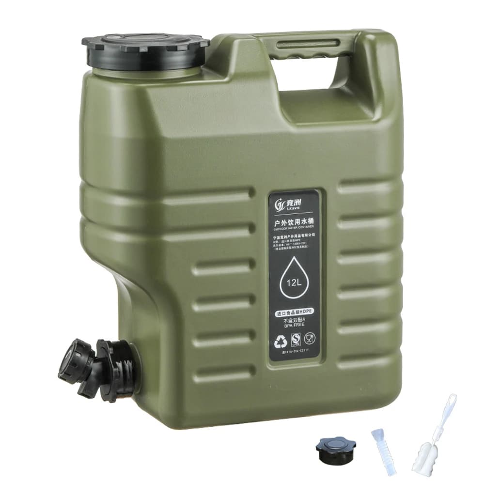 3.2 Gallon/12L Camping Water Container with Spigot Water Jug Food-Grade PE for Outdoor Camping/Hiking Emergency Storage