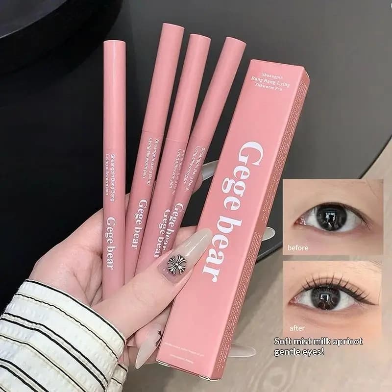 Gege bear 2 in 1 bicolor pencil lying down triangular head highlighter under pencil for eye shadow illuminating tool for waterproof makeup