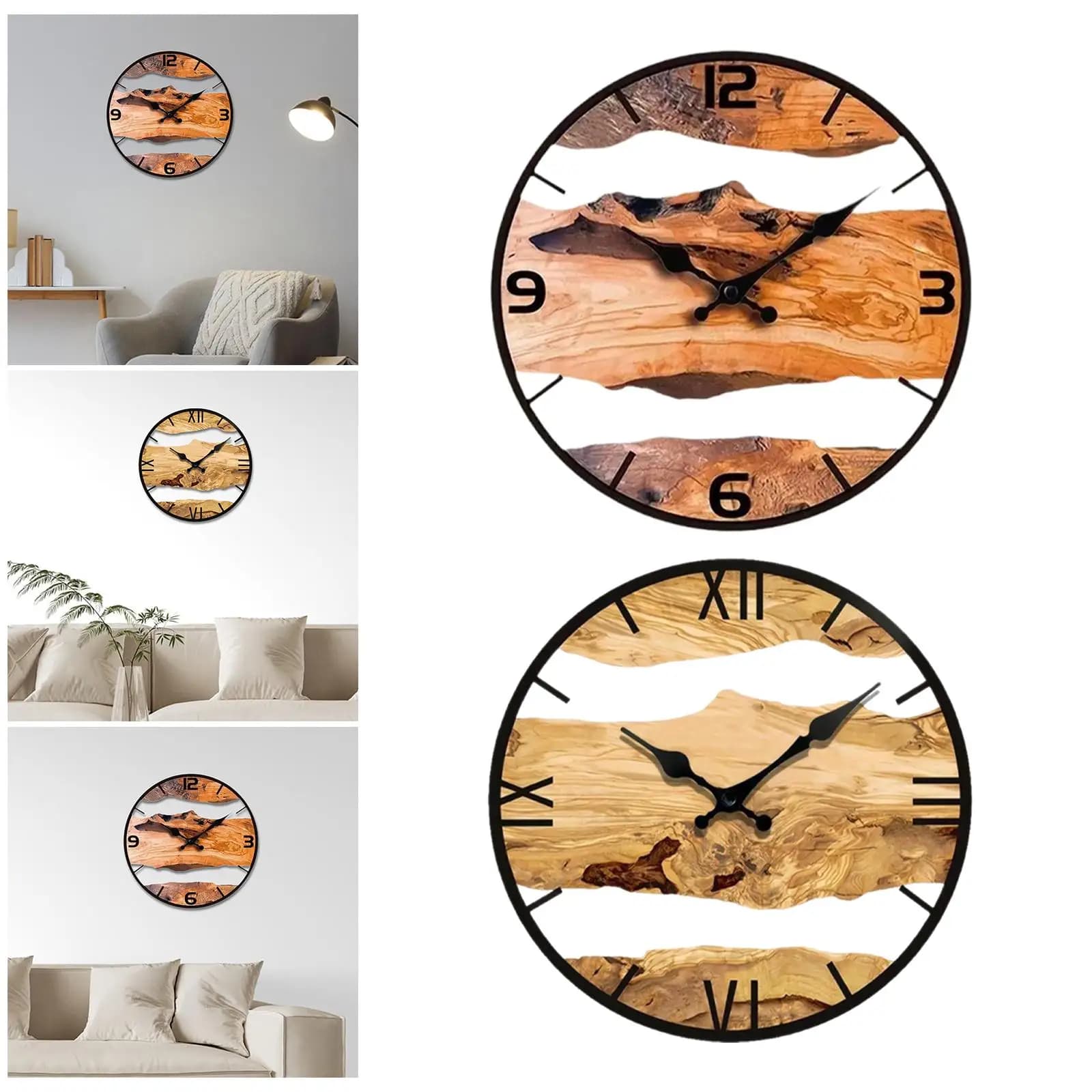Orologio da parete in legno con movimento silenzioso, orologio decorativo da appendere per la cameretta dei bambini