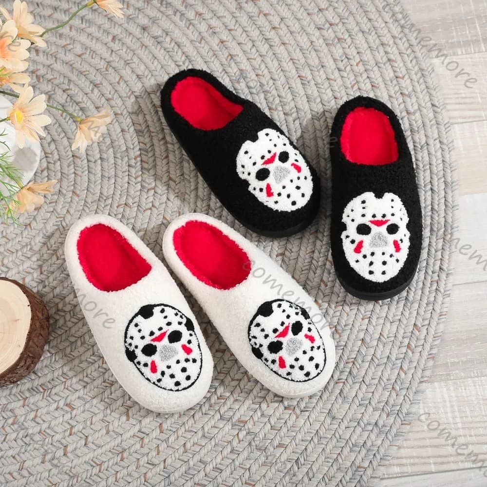 Comemore Pantofole da donna Autunno e inverno Casa Halloween Pantofola in cotone antiscivolo per interni Scarpe imbottite con suola morbida e calda