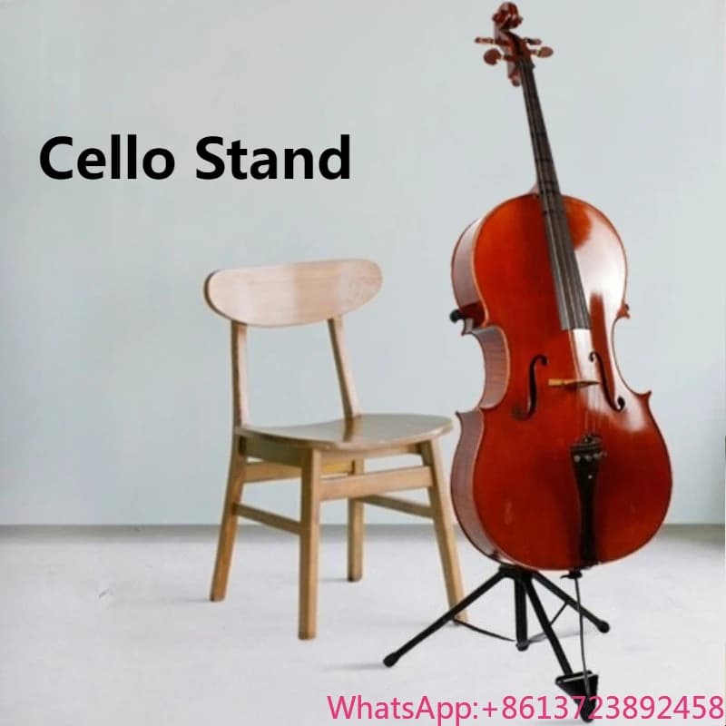 Supporto Regolabile per Violoncello con Treppiede, Supporto Metallico per Violoncello con Gancio, Accessori per Strumenti a Corda FL-14