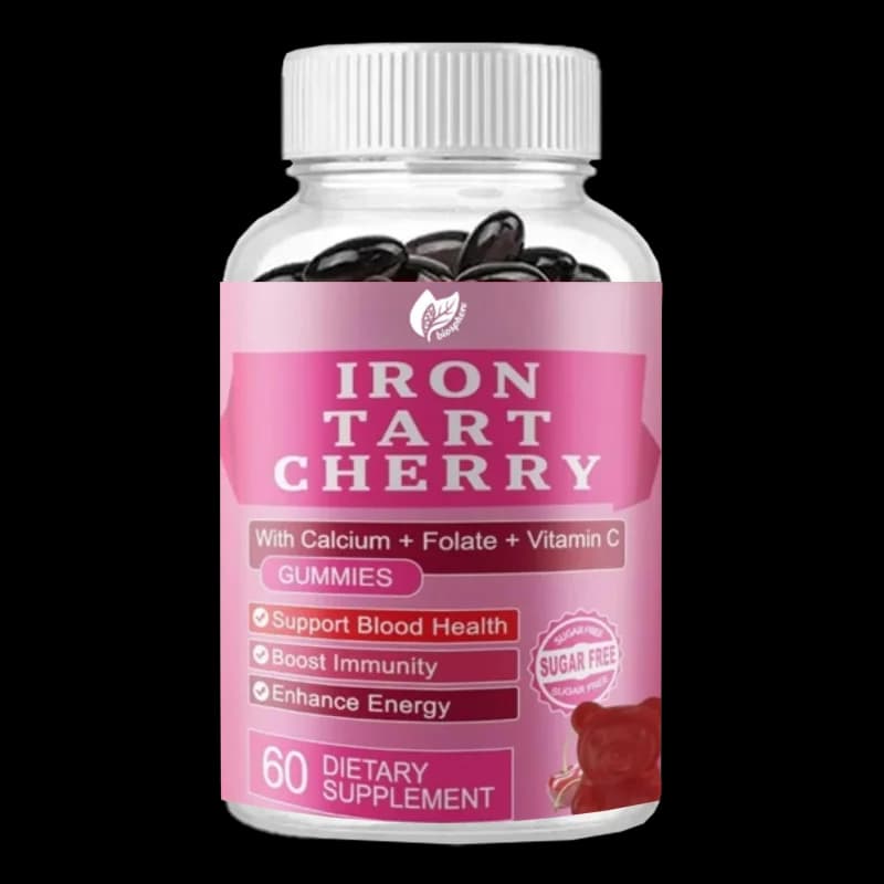 Food supplement Tatar Cherry Iron Supplement contains calcium, zinc, folate and vitamins C and B12 for immune support (60 gummy candies)