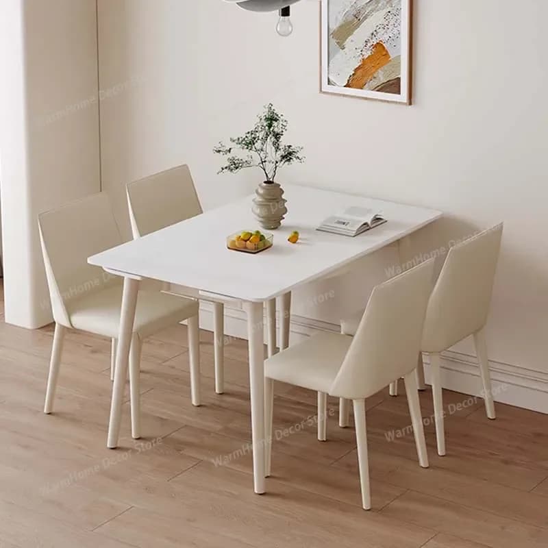 Tavolo da Pranzo Rettangolare Moderno di Lusso, Unico, Pieghevole, Stile Nordico, Estensibile, per Terrazza e Salone