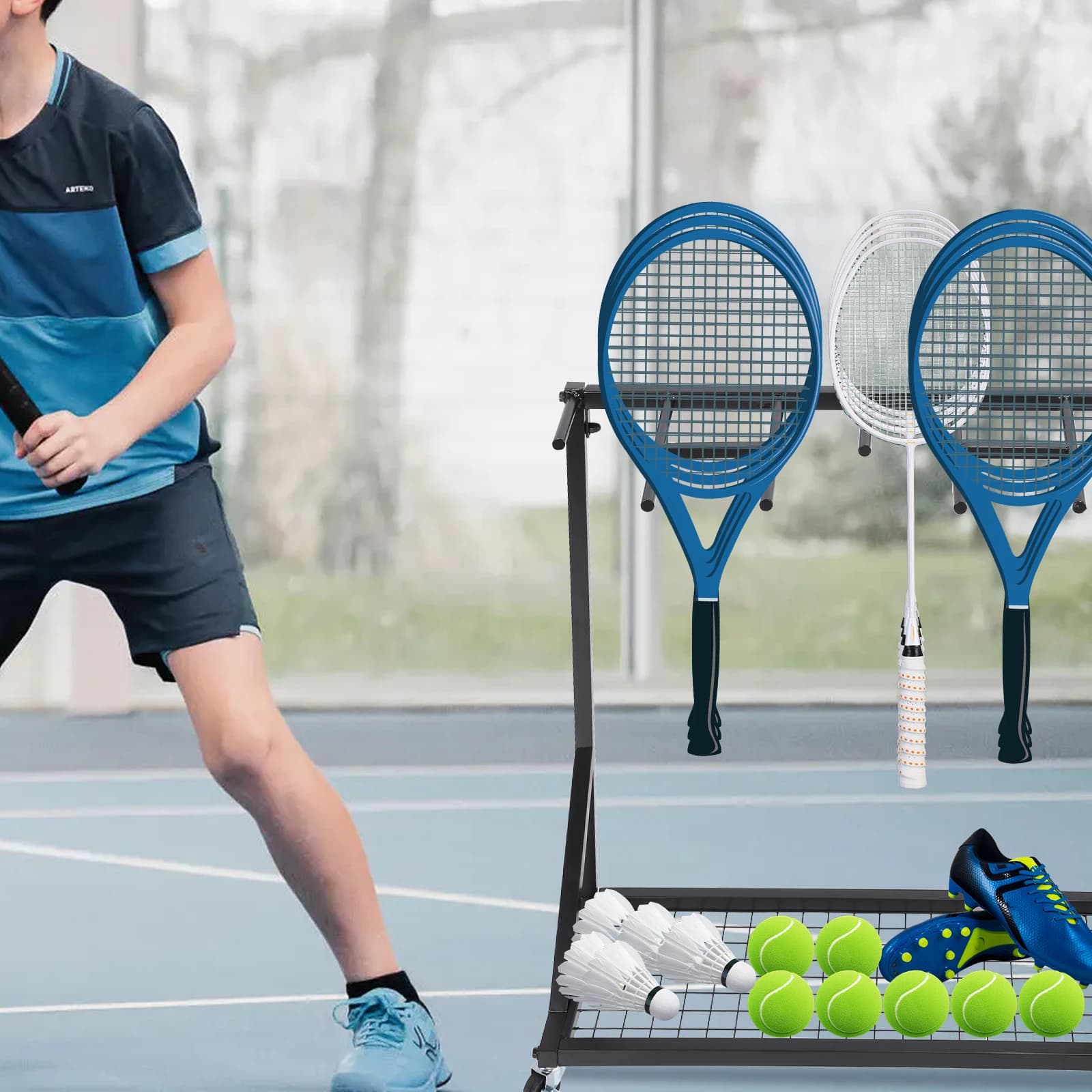 Tennis racket with wheels, Tennis racket for School/Leather/Leather Camp