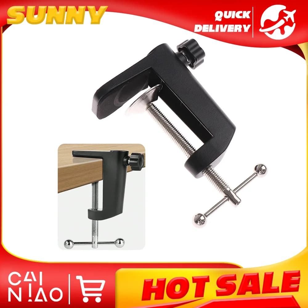 Aluminum alloy clamp for fixing DIY accessories, metal clips, screws and supports for cameras, broadcast microphones and desk lamps