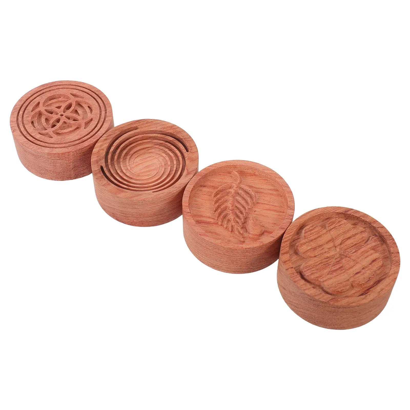 4Pcs Wood Passive Essential Oil Diffuser Compact Round Design No Electricity Portable Natural Wood Aroma Diffuser for Car Yoga