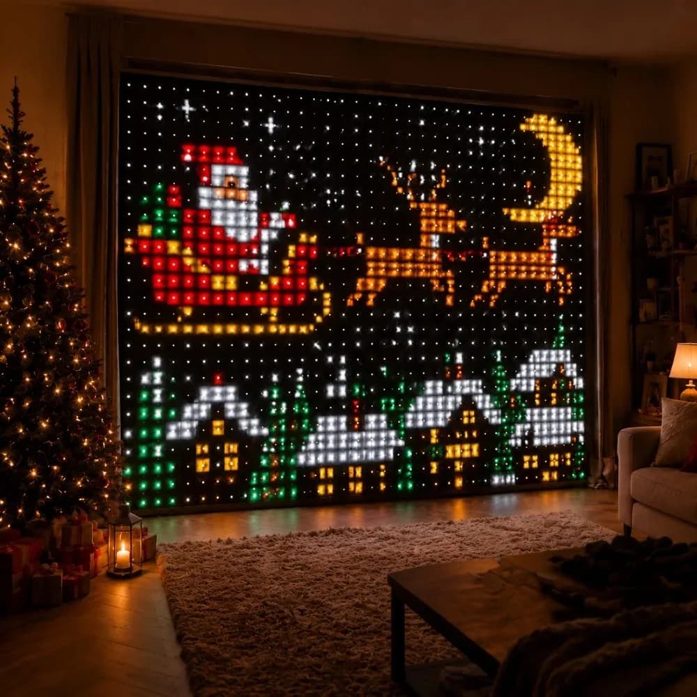 Smart RGB Pixel Curtain Lights USB LED String Lights DIY Pattern Control Window Decoration Room Party