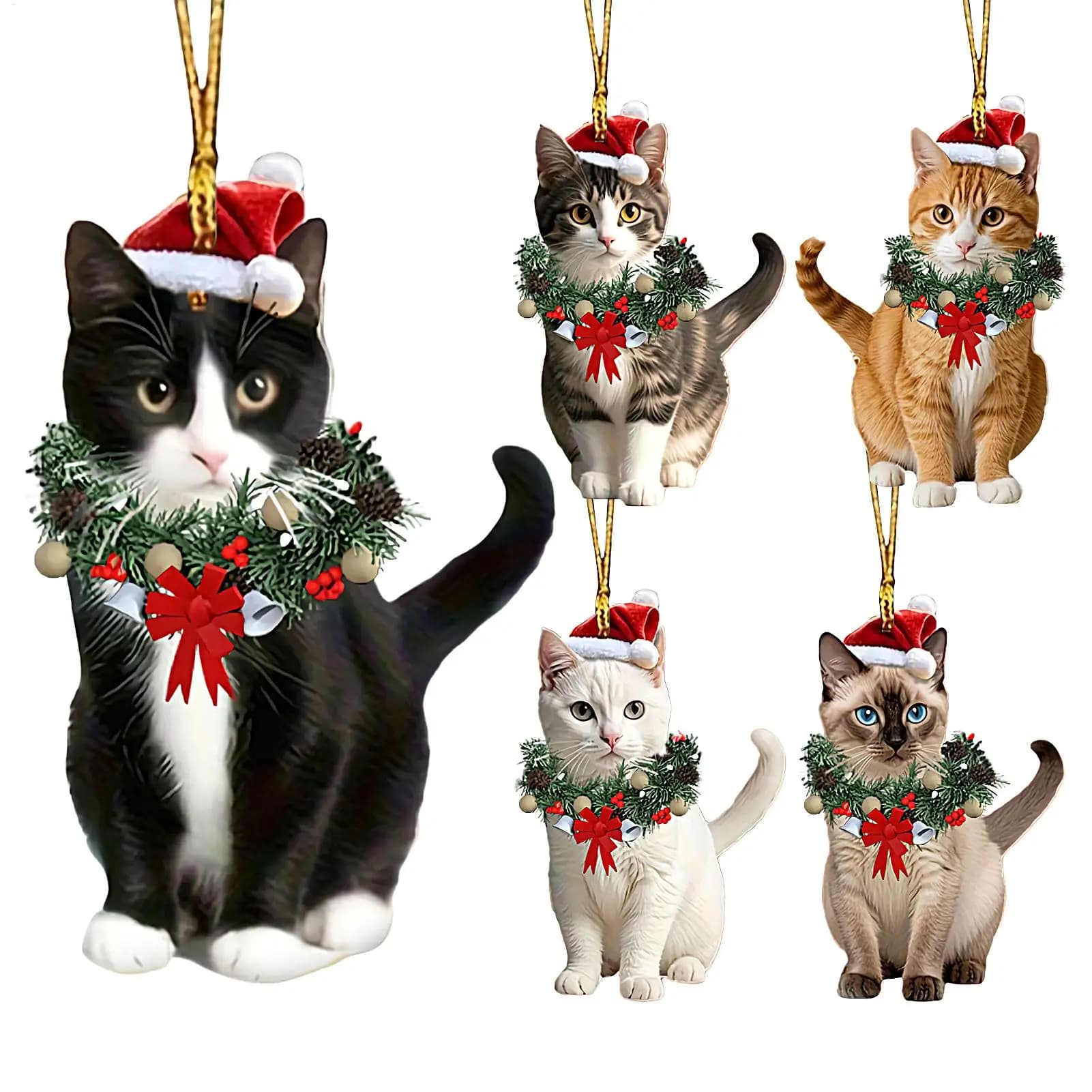 Cat Ornament Cute Acrylic Topper Decorations Kitten Ornaments for Home Holiday Party Seasonal Celebration Fireplace Door Table