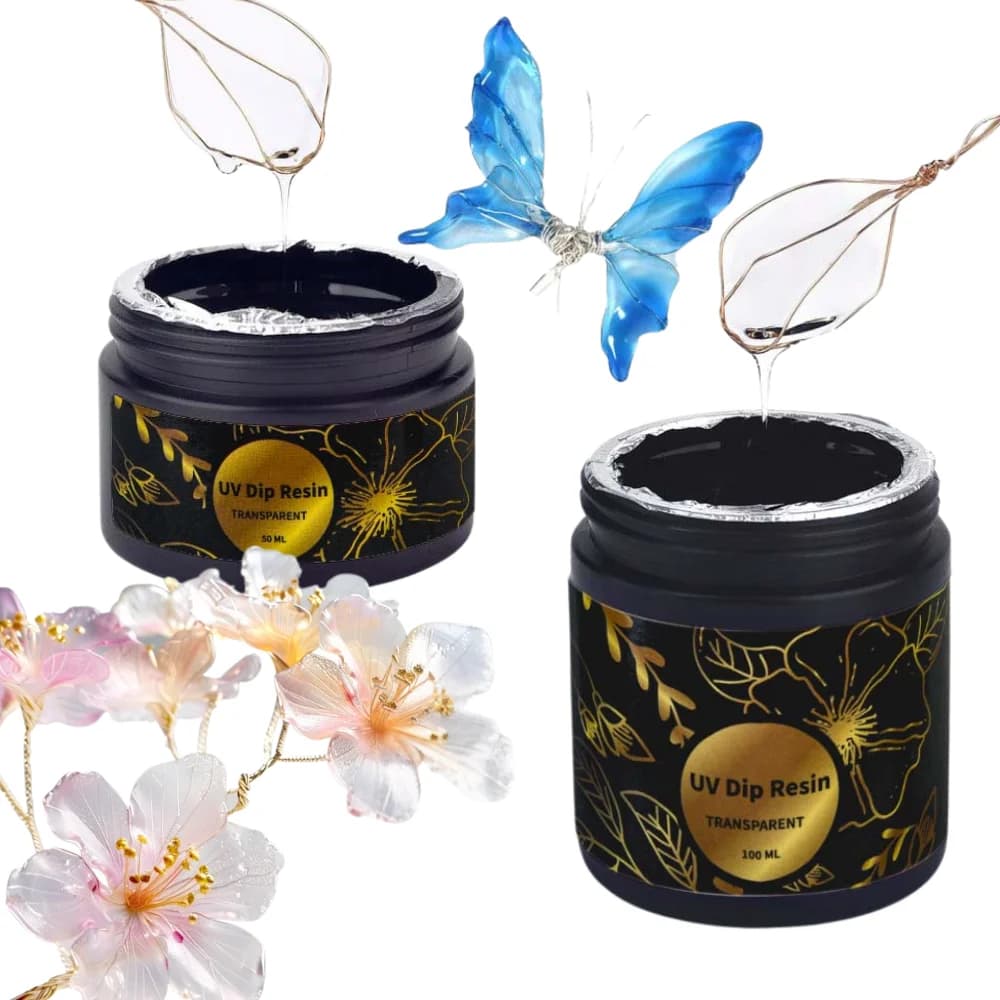 Set di colla in resina UV DIP 50/100ml filo di rame di cristallo fai da te fiore liquido polimerizzazione ultravioletta colla UV creazione di gioielli