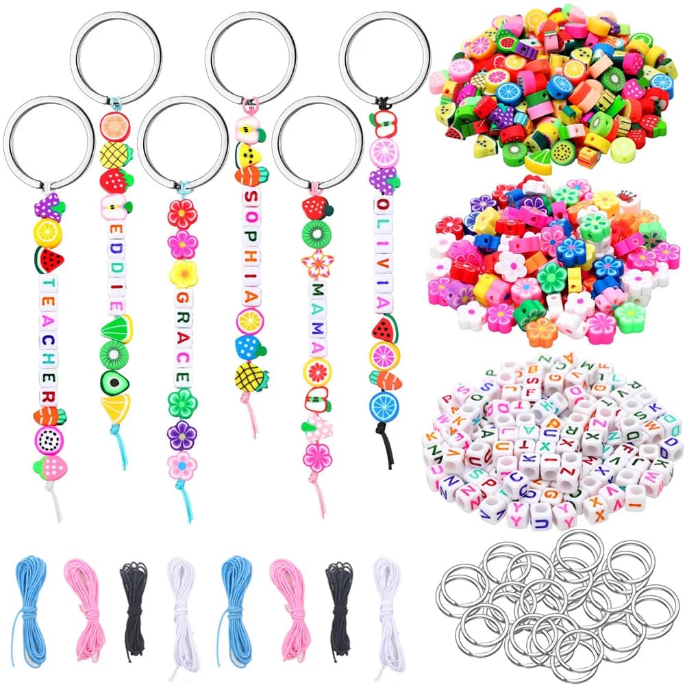 43/199/398 pezzi di perline e lettere in argilla polimerica multicolore, possono essere utilizzati per bracciali fai da te, portachiavi, creazione di gioielli