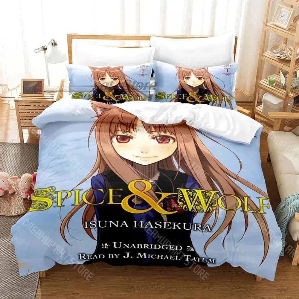 3D Printed Spice and Wolf Holo Bedding Set for Boys Girls Duvet Cover Pillowcase Twin Queen King Full Single Double Sizes