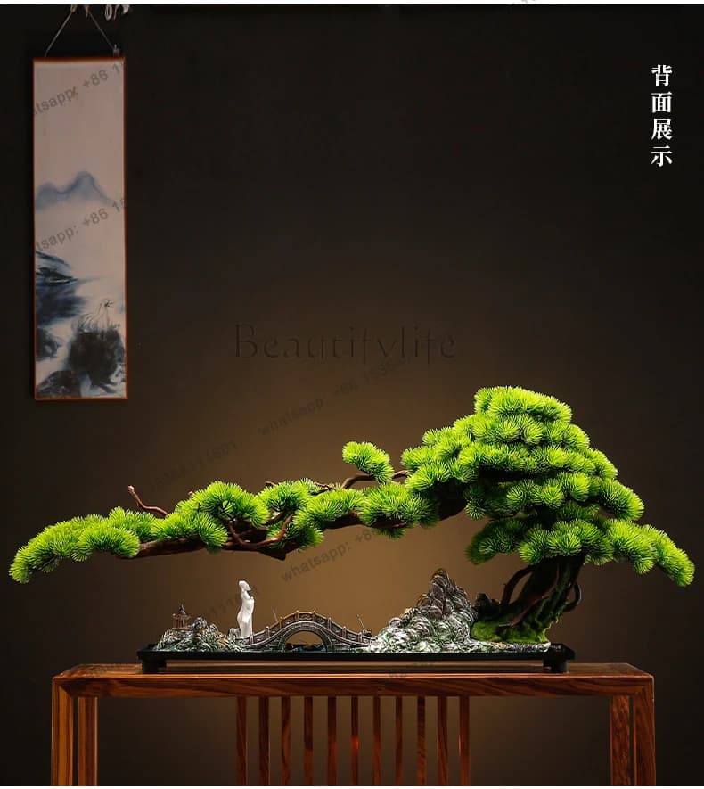 Bonsai di pino artificiale da tavolo, decorazione verde per ufficio, veranda, paesaggio in vaso