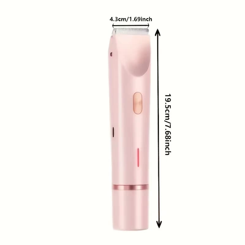 【2-in-1 Goddess Hair Removal Tool】Pink dual-head bikini trimmer, women's electric hair remover, dry and wet use, body hair removal device suitable for bikini area, underarms, legs, arms, and face. Long battery life, USB charging, hypoallergenic blades, id