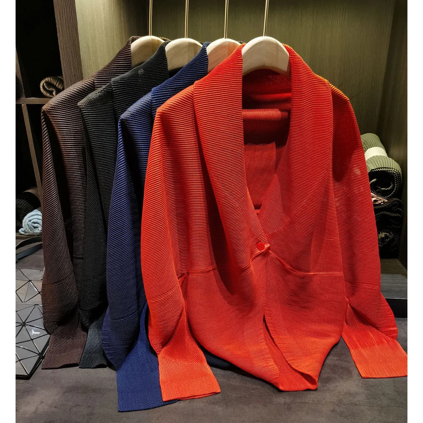 Miyake Pleated Spring Summer New Solid Color Pleated Single Button Loose Casual Jacket Lazy Style Simple Versatile Cardigan
