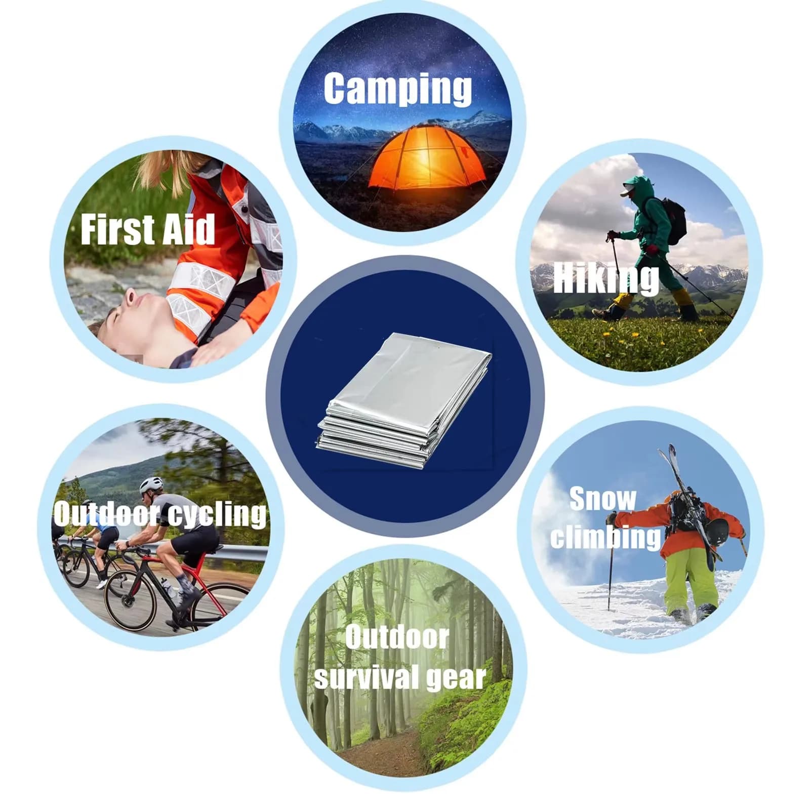 1/4PCS Emergency Blanket Outdoor Survive First Aid Military Rescue Kit Windproof Waterproof Foil Thermal Blanket for Camping