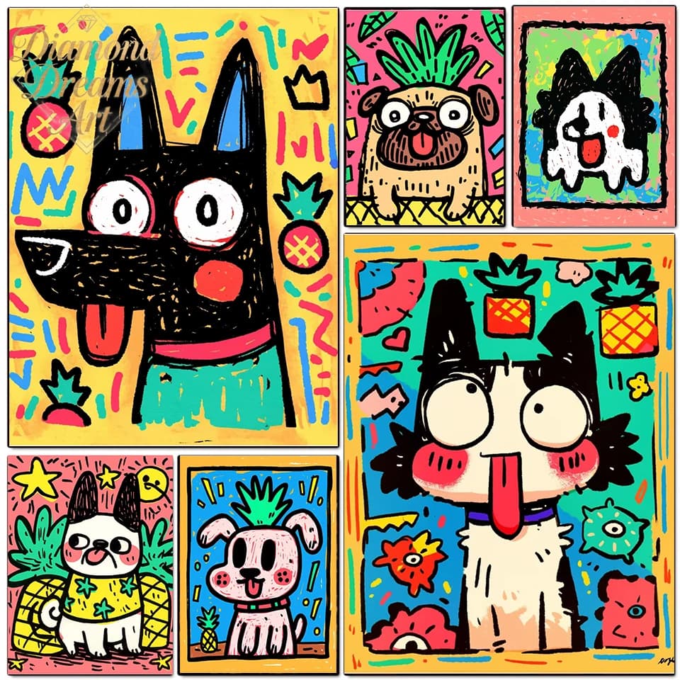 DIY Animal Diamond Painting Fun Animal Dog Full Round Diamond Mosaic Embroidery Landscape Cross Stitch Set Art