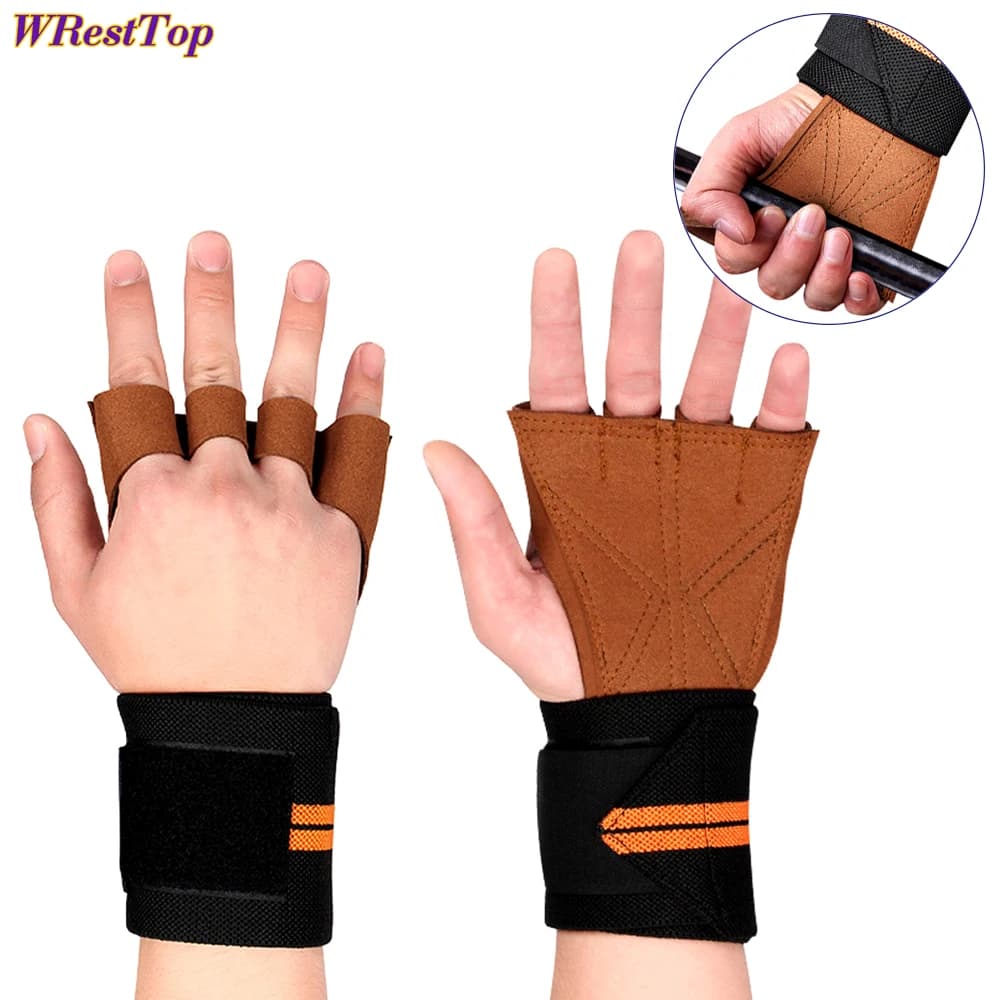 1 paio di guanti per sollevamento pesi da palestra Fitness con supporto elastico per avvolgere il polso ventilato per uomo donna Cross Training Bodybuilding