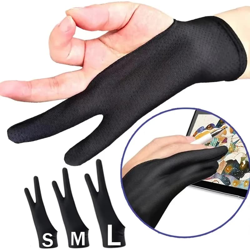 Guanto da Disegno Anti-touch a Due Dita per iPad, Tablet Grafico, Schizzo, Protezione da Sbavature, Taglie S/M/L