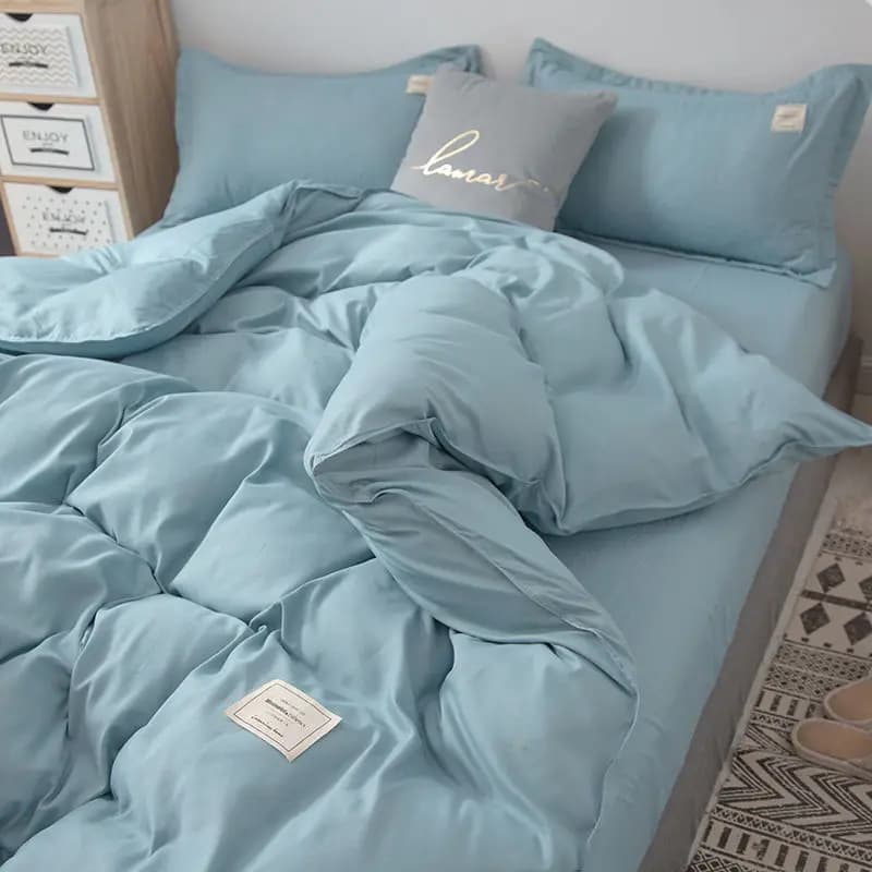 Set of Nordic Bed Linen, Simple Plain Bed Sheets, Cover, Loyalty, Single Bed Linen, Double, Queen Size, Unit Color, Home Textiles