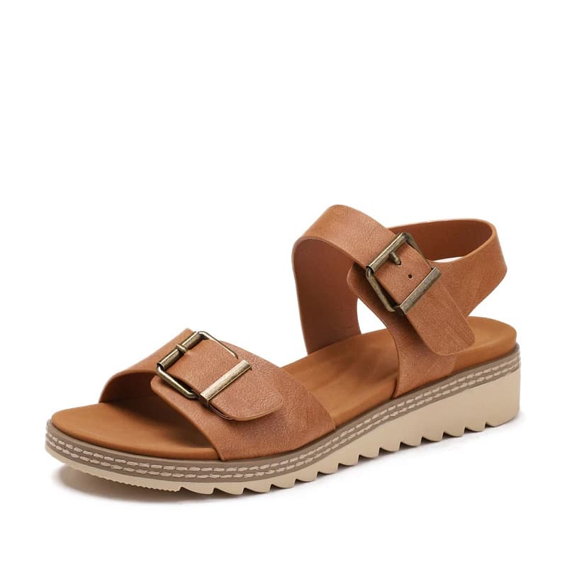Sandali da donna alla moda con cinturino singolo, nuove scarpe estive con zeppa in stile fatato, scarpe romane da esterno alla moda per donna
