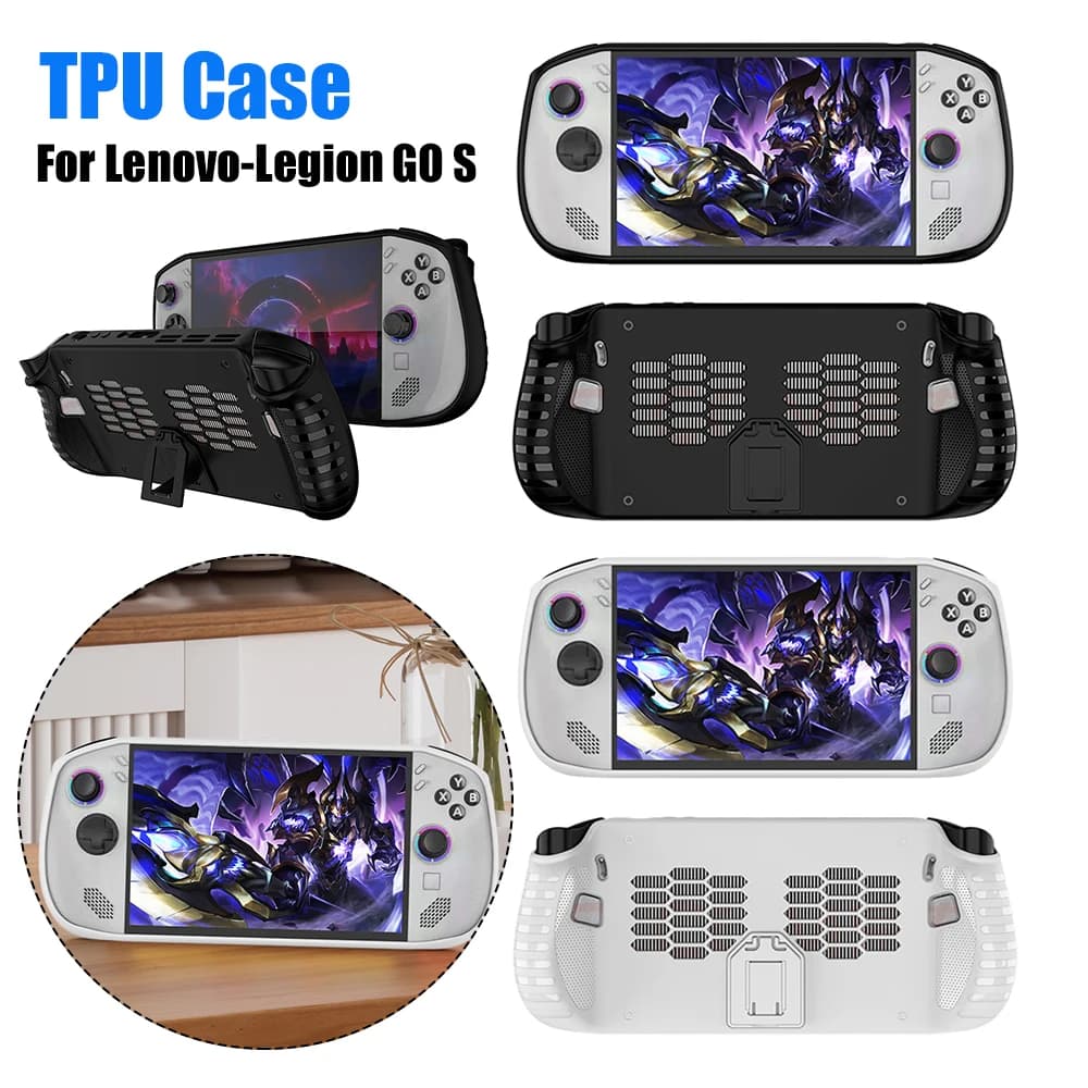 Custodia protettiva completa Custodia in TPU antiurto per Lenovo Legion GO S Impugnatura comoda con supporto triangolare Accessori per giochi