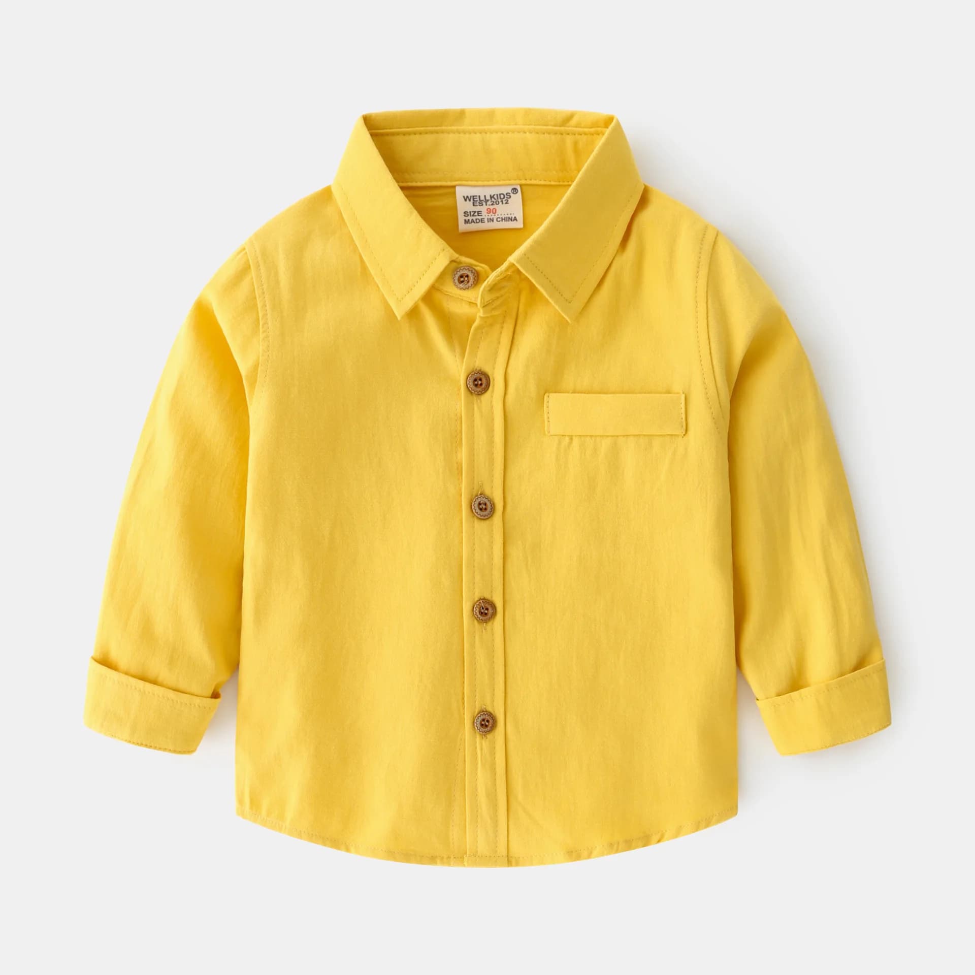 Simpatiche camicie gialle per ragazzi e ragazze vestiti in cotone a maniche lunghe per bambini camicie per bambini colletto camicia coreana per bambini camicia inferiore per bambini