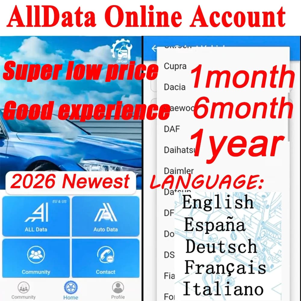 2027 Alldata EU Online Account Workshop Inglese Francese Tedesco Spagnolo Italiano Accesso a tutti i dati Software di riparazione Haynes CAR Data