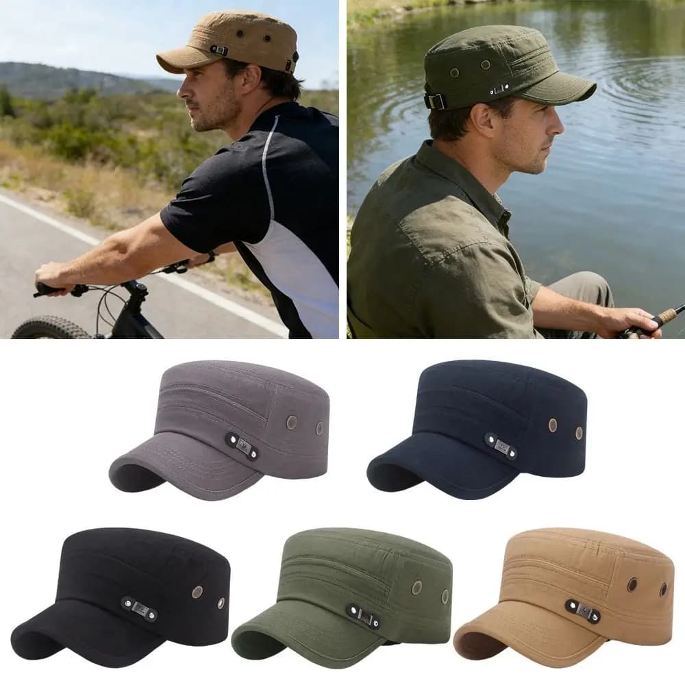Fashion Anti-UV Fishing Hat Cotton Casual Sun Hat Outdoor Sunscreen Retro Flat Top Hat Spring Summer