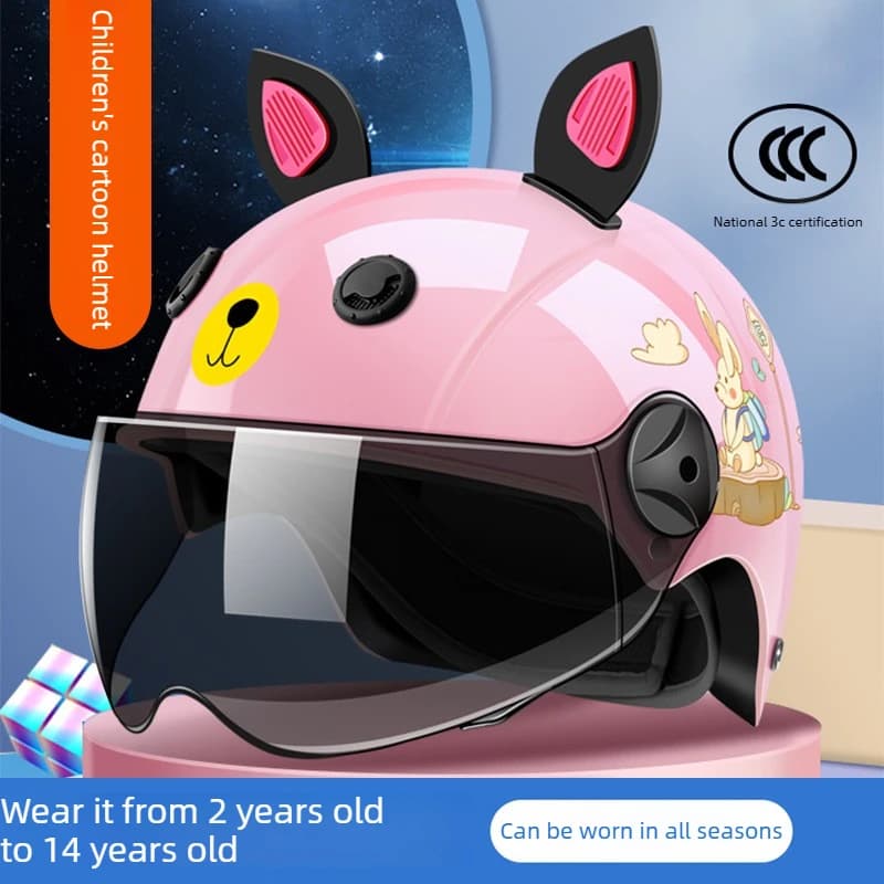 Casco per Bambini per Moto Elettrica, Casco di Sicurezza per Ragazzi e Ragazze, Casco Estivo e Invernale per Bambini