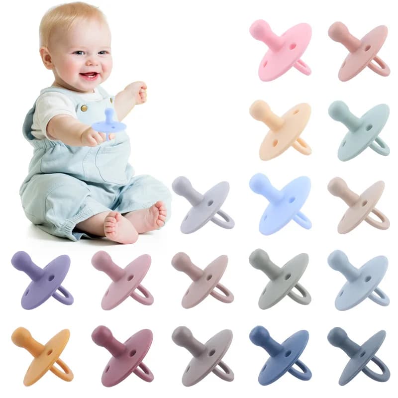 Ciuccio in Silicone per bambini massaggiagengive sicuro per uso alimentare succhietto neonato manichini in Silicone tinta unita per accessori da masticare per bambini