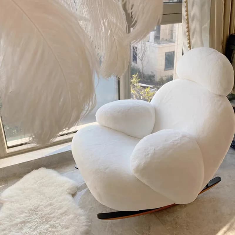 Factory Direct Sale Rocking Chair Lazy Sofa Modern Style PU Metal Legs Balcony Living Room Bedroom Designer Leisure Recliner